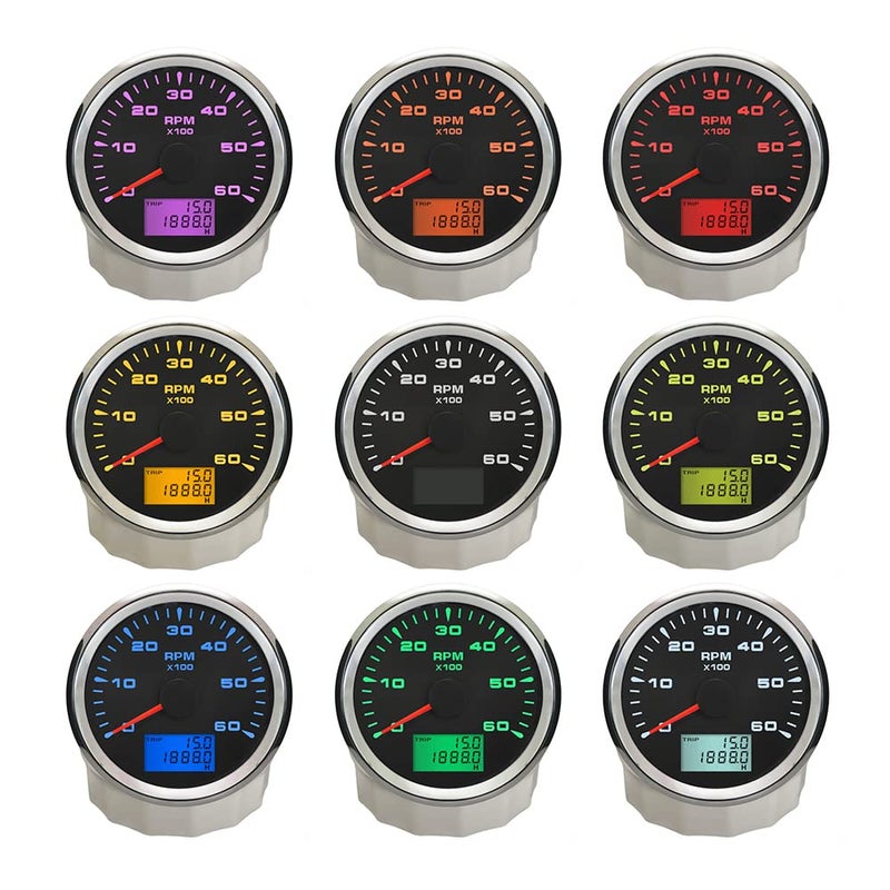 ELING Waterproof 0-6000RPM Outboard Tachometer RPM Gauge for Car Truck Boat Yacht with 8 Colors Backlight 85mm 12V 24V - Image 3